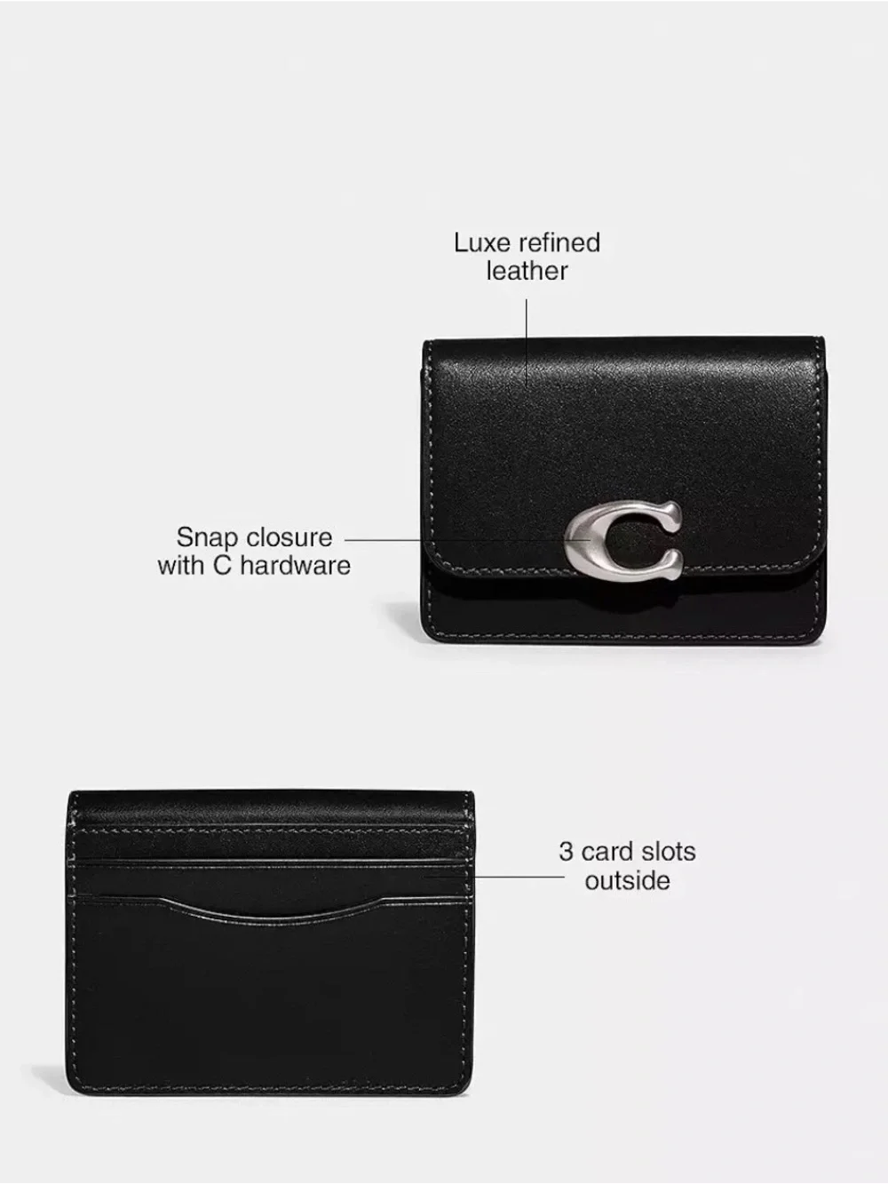 Coach Bandit Card Case Wallet in Brass/Muted Olive Luxe Refined Calf Leather NWT